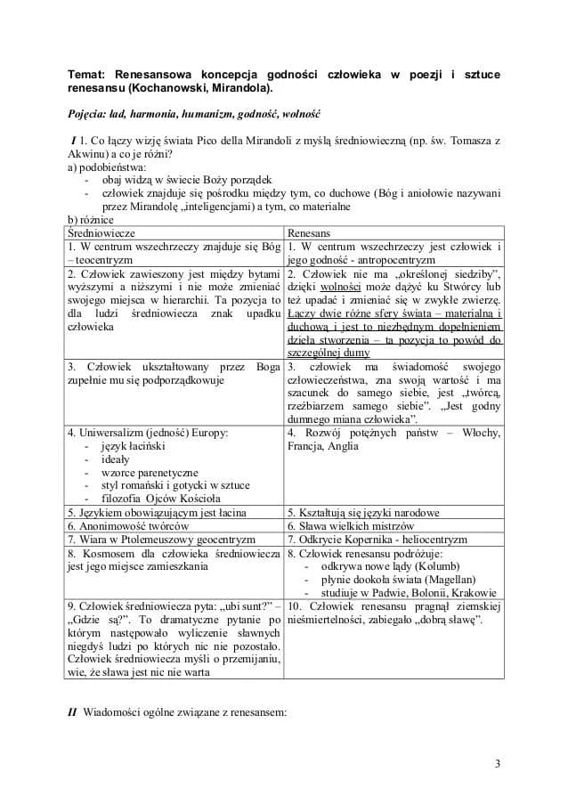 Test renesans 1 liceum - kluczowe wydarzenia i analiza literacka